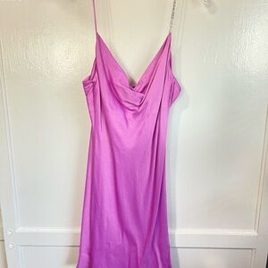 Elegant Pink Slip Dress embellished strap Zara